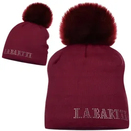 czapka-z-pomponem-pompon-zimowa-labartti-ozdobny-napis-bordowa-bordo
