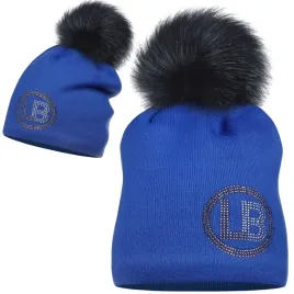 czapka-z-pomponem-pompon-zimowa-labartti-ozdobne-logo-chabrowa-niebieska