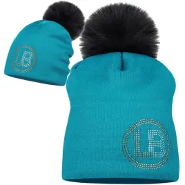 czapka-z-pomponem-pompon-zimowa-labartti-ozdobne-logo-niebieska-turkusowa