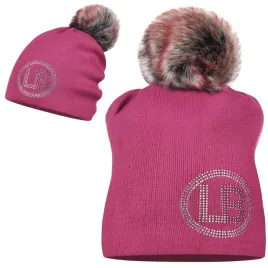 czapka-z-pomponem-pompon-zimowa-labartti-ozdobne-logo-fuksja-rozowa