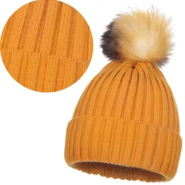 czapka-damska-jesienna-zimowa-z-pomponem-ciepla-miodowa-zolta