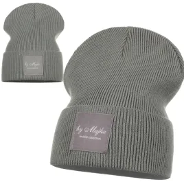 stalowa-czapka-damska-zimowa-jesienna-prazek-beanie-naszywka-majka