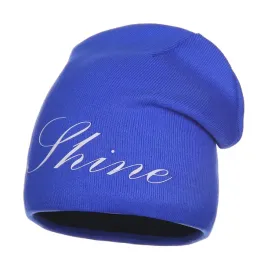 czapka-damska-zimowa-ocieplana-polarem-beanie-napis-shine-chabrowa