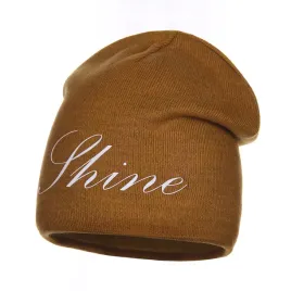 czapka-damska-zimowa-ocieplana-polarem-beanie-napis-shine-musztardowa