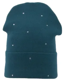 czapka-damska-jesienna-zimowa-zdobiona-cyrkoniami-wywijana-turkusowa