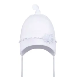 czapka-czapeczka-dziecieca-bawelniana-wiazana-ozdobny-kwiat-bialy-r-42