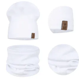 komplet-dzieciecy-bawelniany-czapka-komin-na-jesien-zime-bialy-40-46