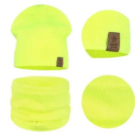 komplet-dzieciecy-bawelniany-czapka-komin-na-jesien-zime-neonowy-40-46