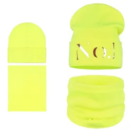 komplet-dzieciecy-czapka-komin-bawelniany-blyszczacy-napis-zolty-neon-48-52