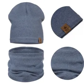 komplet-dzieciecy-bawelniany-czapka-komin-na-jesien-zime-jasny-jeans-48-52