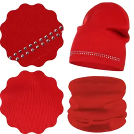 majka-komplet-jesienny-czapka-beanie-komin-40-46-dzety-czerwien-czerwony