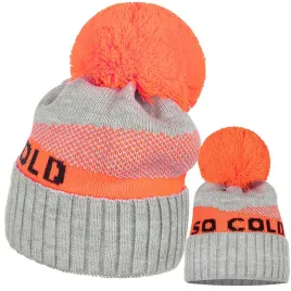 czapka-damska-kobieca-so-cold-we-wzor-z-pomponem-szary-pomaranczowy