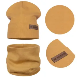 wiosenny-dzieciecy-komplet-czapka-komin-bawelna-podwojny-material-miodowy