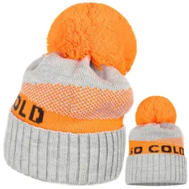czapka-damska-kobieca-so-cold-we-wzor-z-pomponem-szary-pomaranczowy