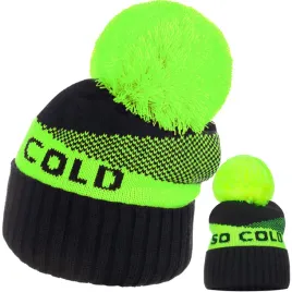 czapka-damska-kobieca-so-cold-we-wzor-z-pomponem-czarna-neonowa