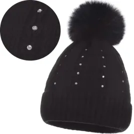 czapka-zimowa-damska-ocieplana-z-pomponem-ozdobne-dzety-czarny-czern