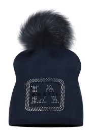 czapka-beanie-z-pomponem-damska-zimowa-granatowa