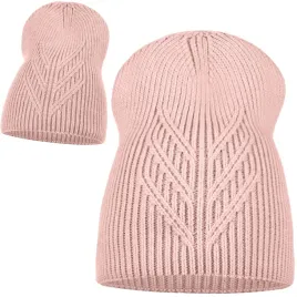 czapka-dla-kobiety-beanie-jesienna-zimowa-majka-piekny-splot-rozowa