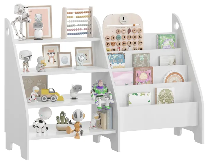 Regał Montessori dla dzieci Biblioteczka na książki Organizer BIAŁA 2w1
