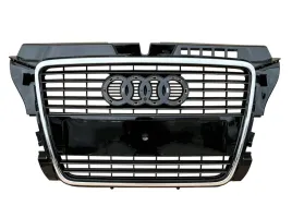 audi-a3-8p-lift-atrapa-srodkowa-kratka-grill-czarna-ze-srebrna-ramka-chrom