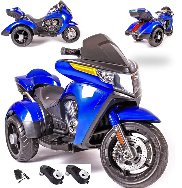 Wielki Motor Trójkołowy na akumulator 12V 7AH miękkie koła EVA Skóra Lakier