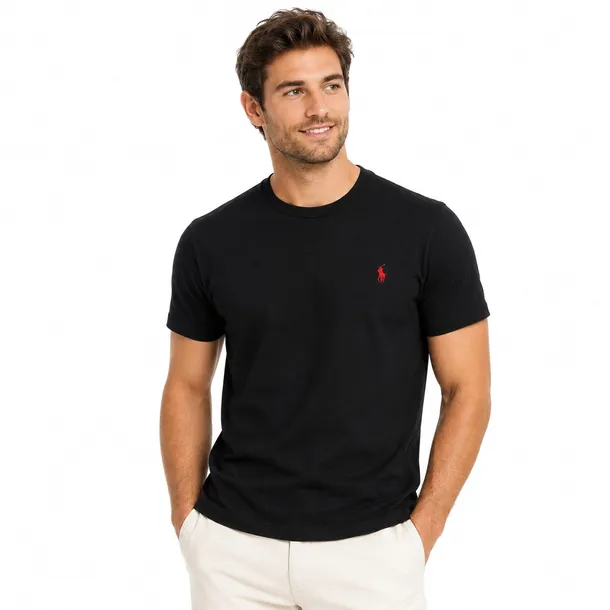 T-shirt Męski Polo Ralph Lauren 710680785001 Czarny r. M