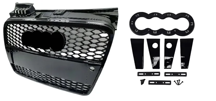 AUDI A4 B7 ATRAPA GRILL ŚRODKOWA CZARNA RS LOOK TUNING CZARNY POŁYSK