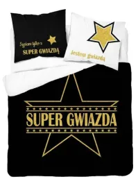 posciel-bawelniana-160x200-super-gwiazda-czarna-biala-zlota-holland