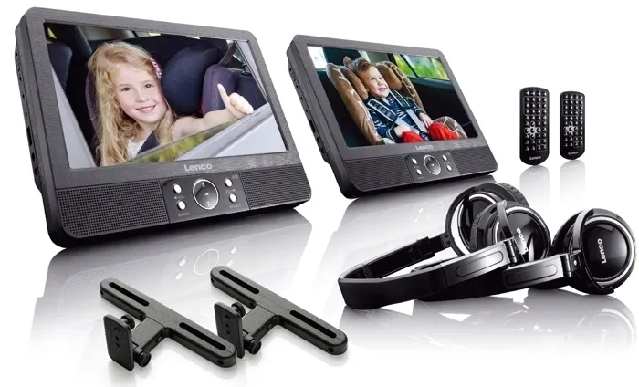 2 Monitory LCD 9 DVD Lenco DVP-939x2 USB SD DivX UCHWYTY 2X PILOTY