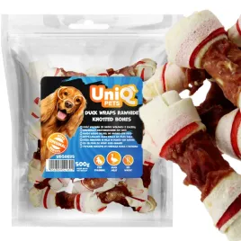 przysmak-dla-psa-kosc-wiazana-ze-skory-wolowej-z-kaczka-uniq-pets-500g