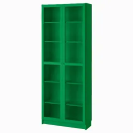 regal-na-ksiazki-ikea-billy-na-ksiazki-szklane-drzwi-zielony-80x30x202-cm