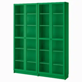 regal-na-ksiazki-ikea-billy-na-ksiazki-szklane-drzwi-zielony-160x30x202-cm