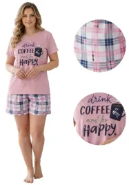 pizama-damska-pudrowy-roz-drink-coffee-krotkie-spodenki-l