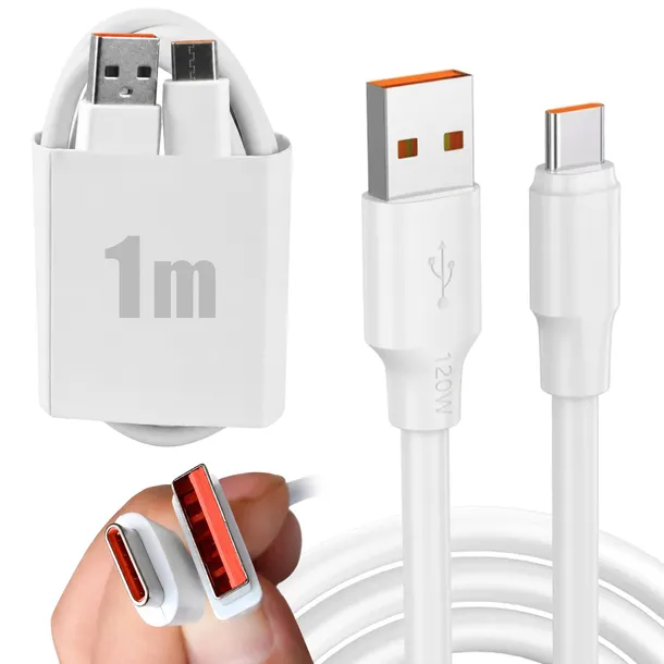 KABEL XIAOMI USB USB-C BIAŁY 6A 66W SZYBKIE ŁADOWANIE 1M FAST CHARGE TYPE C