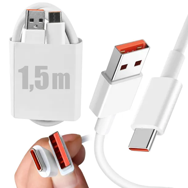 KABEL XIAOMI USB USB-C 6A 66W SZYBKIE ŁADOWANIE 1.5M FAST CHARGE USB TYP C