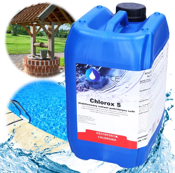 CHLOR PŁYNNY W PŁYNIE PODCHLORYN SODU 15% DO BASENU WODY STUDNI JACUZZI 5L