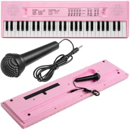 keyboard-na-akumulator-mikrofon-54-klawiczy-dla-dziecka-rozowy-do-nauki