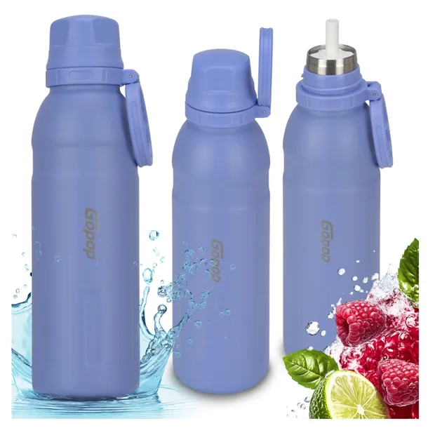 KUBEK TERMICZNY ZE SŁOMKĄ BIDON GOPOP JUMP 700 ML FIOLETOWY