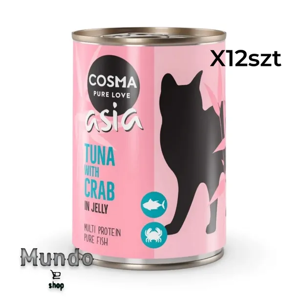 Mokra Karma Cosma Asia Smak Tuńczyk z krabami w galarecie 400g 12 szt