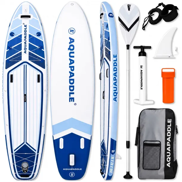 Deska SUP AquaPaddle 355x82x15 cm wiosło pompka zestaw plecak 200 kg
