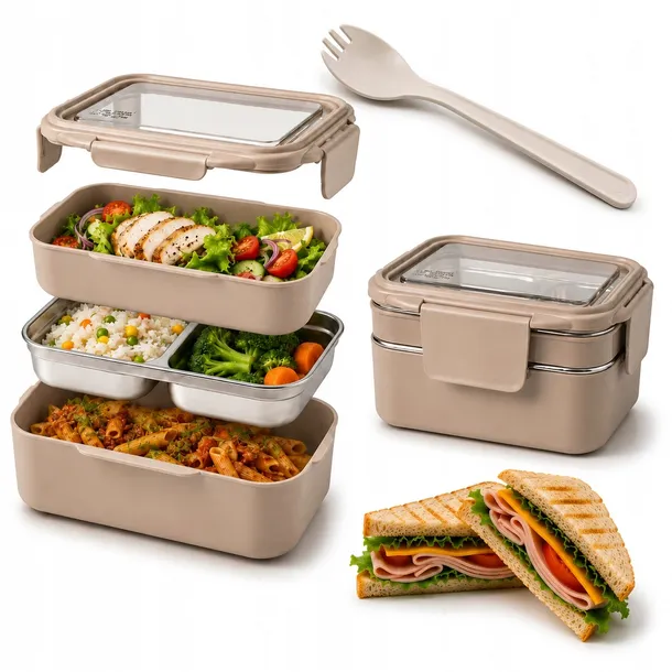 LUNCHBOX ŚNIADANÓWKA PUDEŁKO POJEMNIK NA ŚNIADANIE PRZEGRÓDKI 1200ml