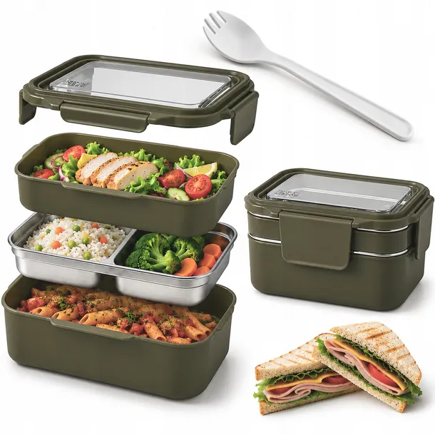 LUNCHBOX ŚNIADANÓWKA PUDEŁKO POJEMNIK NA ŚNIADANIE PRZEGRÓDKI 1200ml
