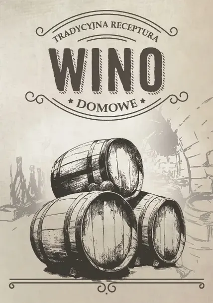 10 sztuk naklejki 75x107 Wino Domowe etykiety samoprzylepne beczki piwnica