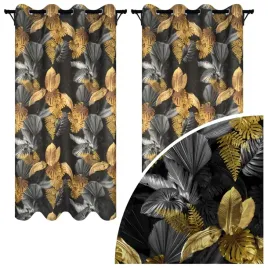 zaslony-gotowe-na-przelotkach-140x240-cm-2-szt-wzor-roslinny-zlote-liscie