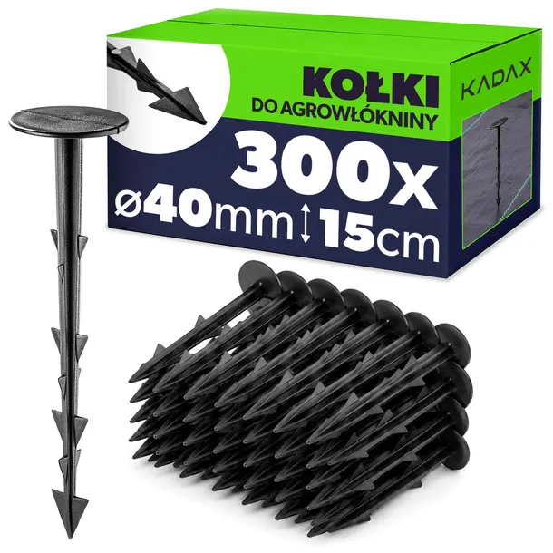 300 SZT KOŁKI DO AGROWŁÓKNINY 15cm 40mm SZPILKI KOTWY MOCOWANIA AGROTKANINY