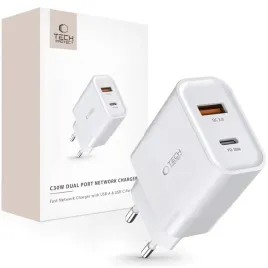 tech-protect-c30w-2-port-network-charger-pd30w-qc3-0-white