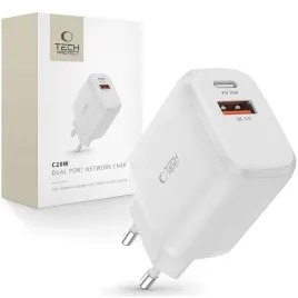 tech-protect-c20w-2-port-network-charger-pd20w-qc3-0-white