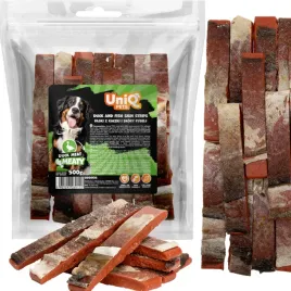 paski-z-kaczki-i-skory-rybiej-przysmak-dla-psa-smaczki-uniq-pets-500g