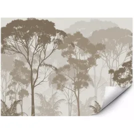 fototapeta-na-sciane-bezowy-las-drzewa-mgla-minimalistyczna-350x250-cm