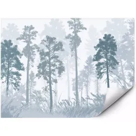 fototapeta-na-sciane-niebieski-las-sosny-mgla-skandynawska-400x280-cm